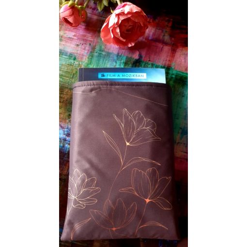 Könyvvászon barna virágos