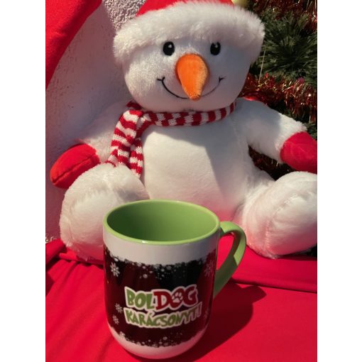 Kutyás kávés bögre karácsonyi manóval