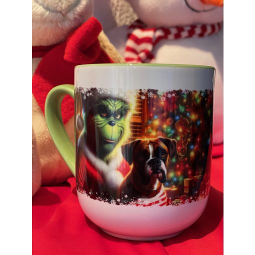 Kutyás kávés bögre karácsonyi manólánnyal