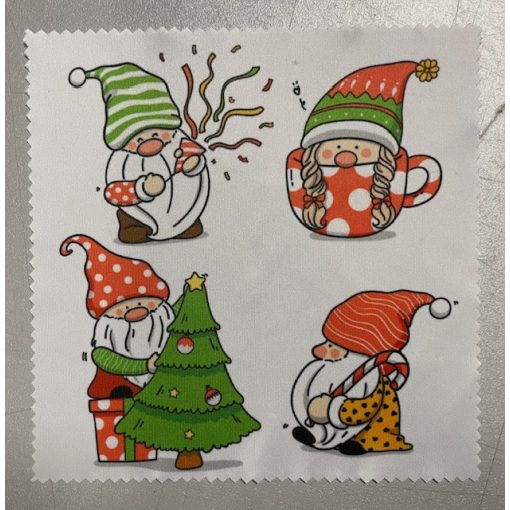 Karácsonyi manó mintás szemüveg-törlőkendő