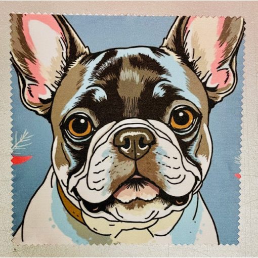 Francia bulldog mintájú szemüveg-törlőkendő