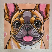 Francia bulldog mintájú szemüveg-törlőkendő