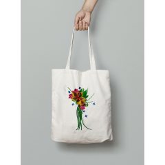 Tavaszi csokor hímzett vászontáska