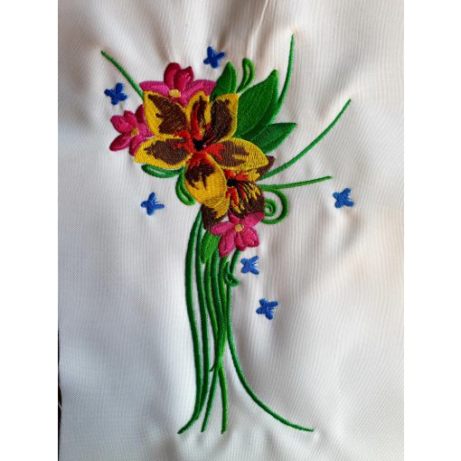Tavaszi csokor hímzett vászontáska