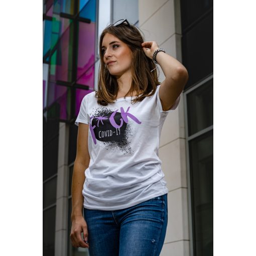 F*ck covid póló napfényre színesedő mintával 