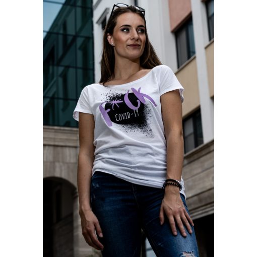 F*ck covid póló napfényre színesedő mintával 
