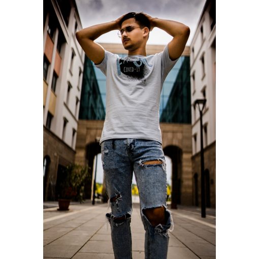 F*ck covid póló napfényre színesedő mintával 